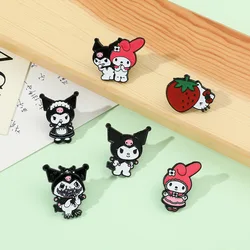 Sanurgente Kuromi Anime Figure Broche pour Enfants, Ornements de Vêtements de Sac à Dos de Dessin Animé Mignon, Hello Kitty, Originalité, Cadeaux