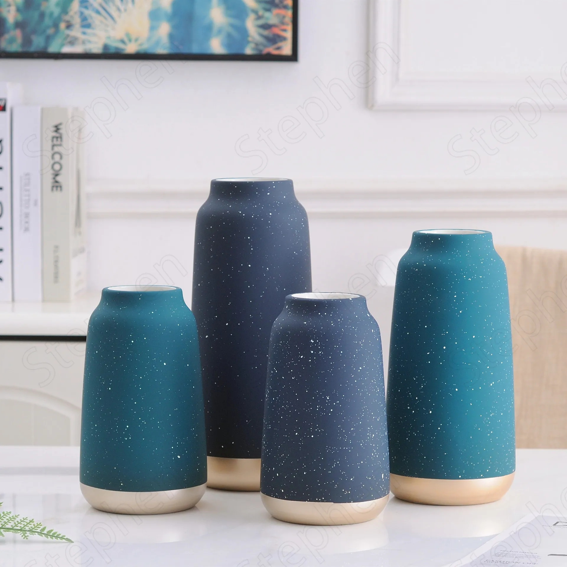 Modern Frosted Ceramic Vases Nordic Modern Speckled Decorative Flower Vase Tall Floor Vases for Living Room Home Decoration