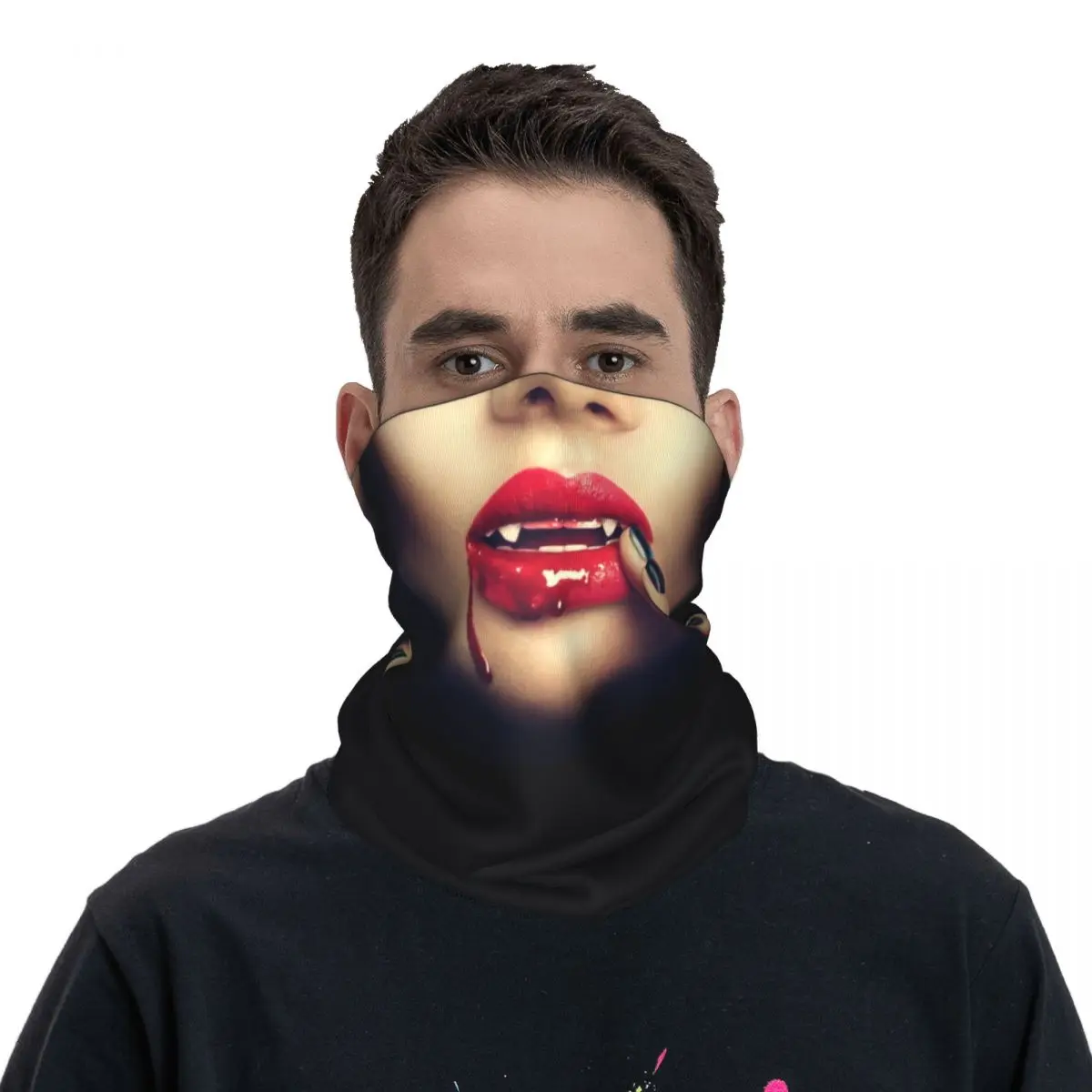 カスタムヴァンパイアファングウィンターヘッドバンドネックウォーマー男女兼用スキーランニングチューブスカーフホラースレイヤーフェイスバンダナゲイター