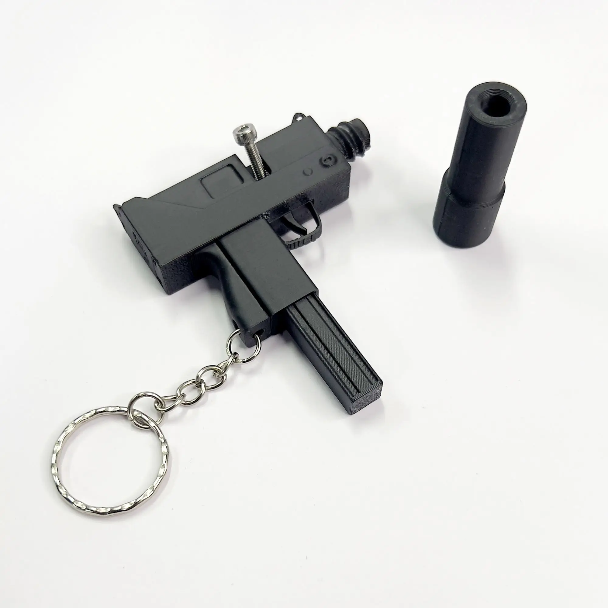 3D Printed Mini MAC-10 Finger Soft Bullet Gun Keychain Pendant Outdoor EDC Tools