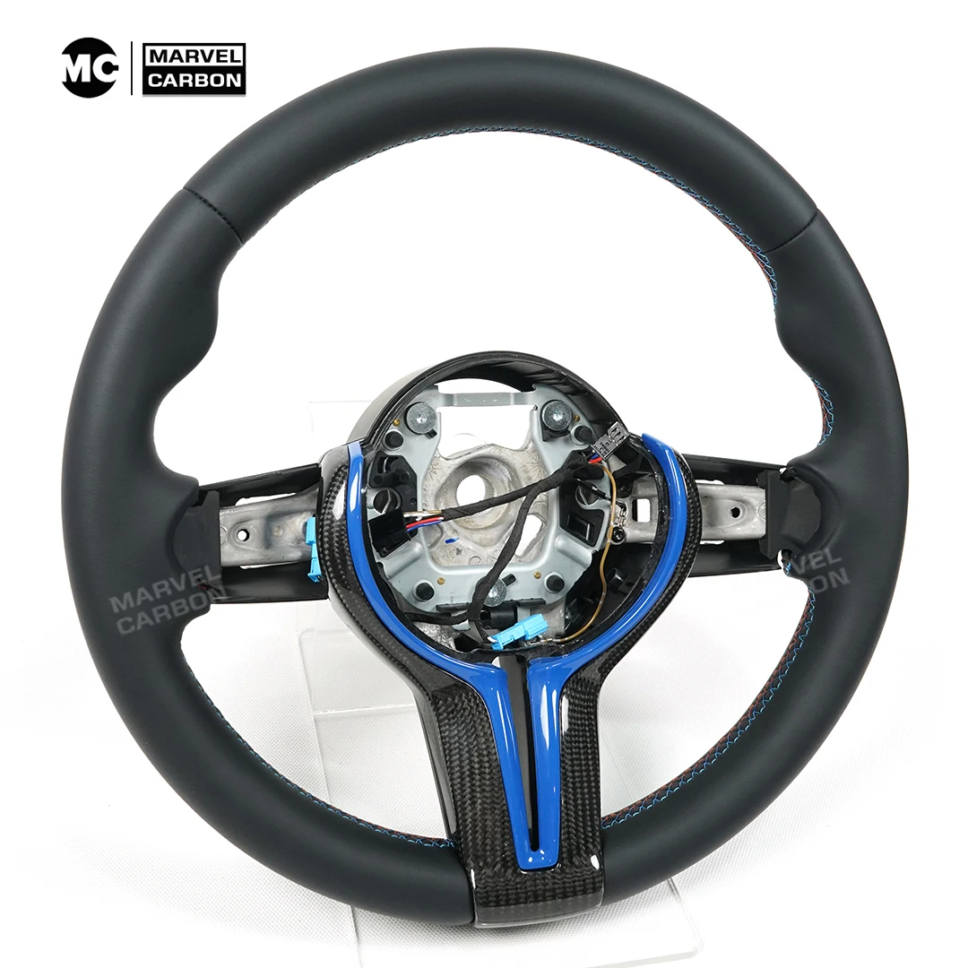 OHC Flat Leather Steering Wheel For BMW Tri-Color Stitching Spot Direct Delivery No Airbags