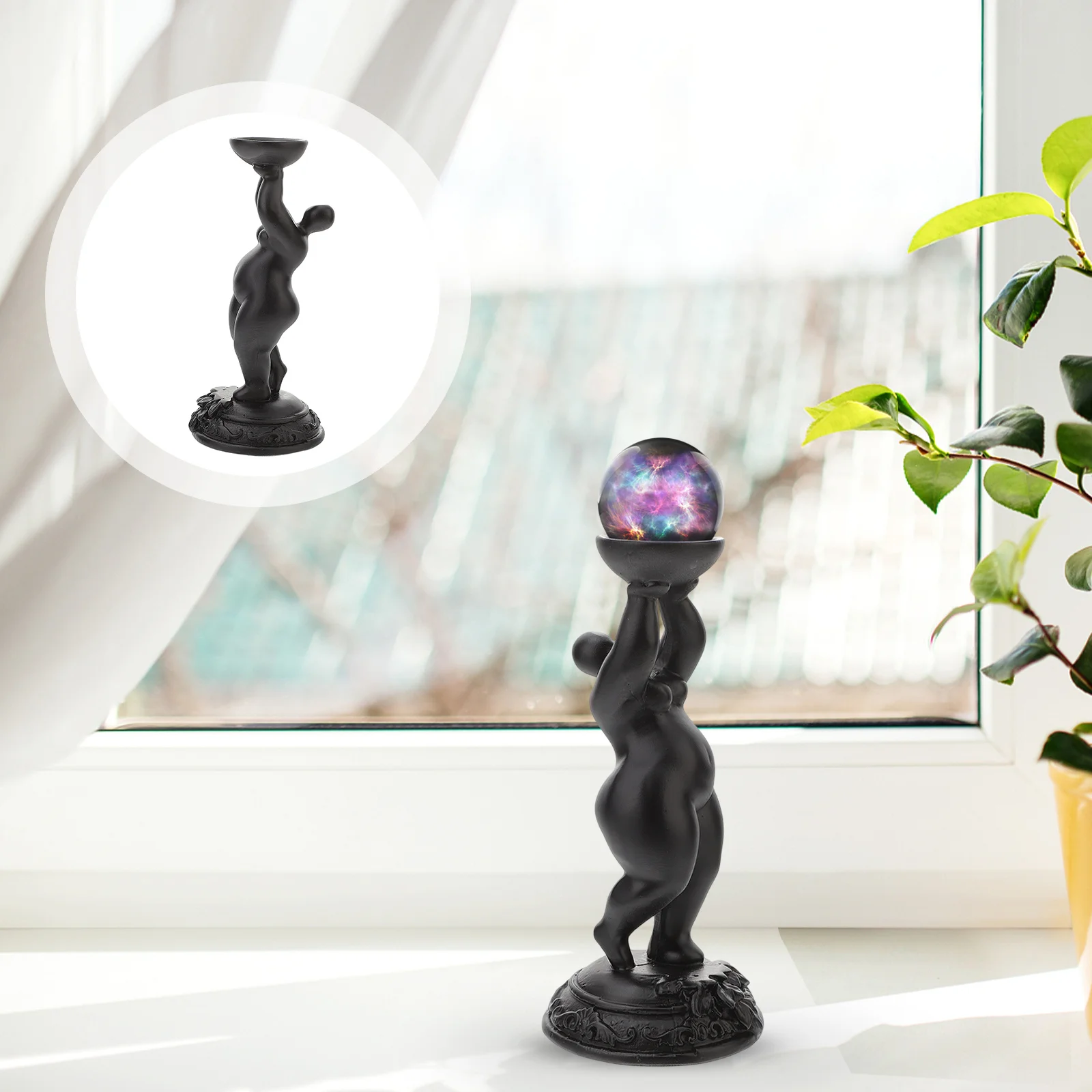 

1Pcs Resin Fine Workmanship Beauty Statue Crystal Ball Stand Chic Table Decoration Crystal Ball Figure