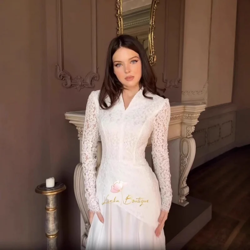 

2025Autumn European and American Middle East Hot-Selling New Arrival Tight Waist Lace Ladies Banquet