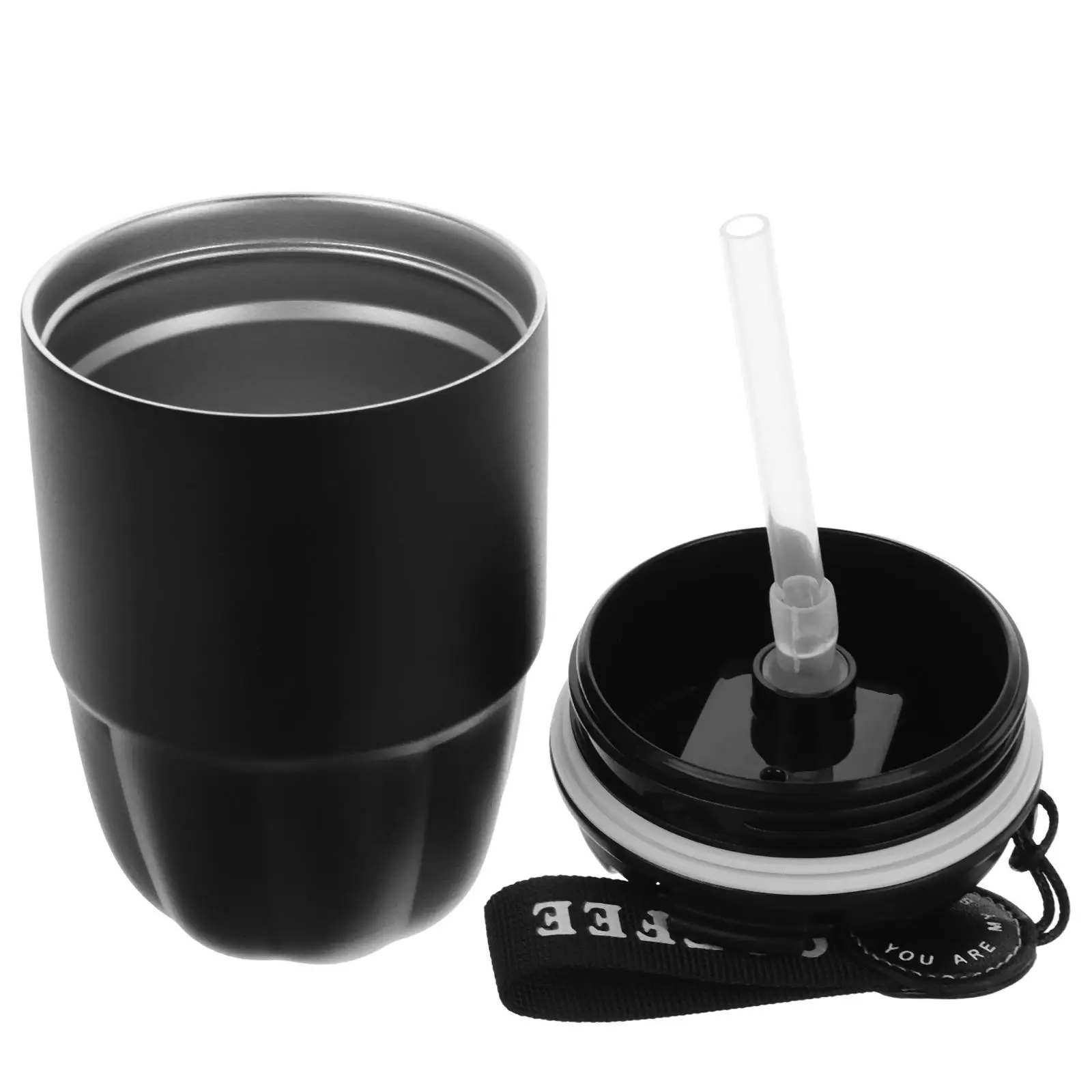 Taza de café portátil de acero inoxidable de 320 Ml, vaso térmico reutilizable de doble pared aislado, vidrio negro a prueba de fugas para viajes de oficina