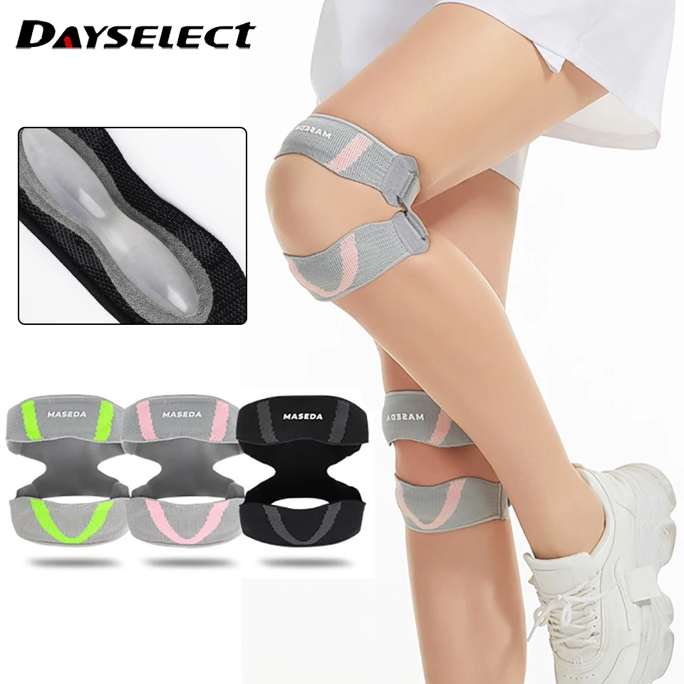 1Pcs Sports Patella Support Dual Silicone Built-In Shock Absorption Compression Stabilization Dual-Directional Adjustment Unisex