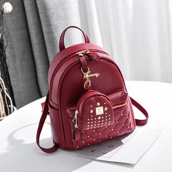 TRAVEASY 2024 Fashion Rivet Mini zaino Summer Girls School Backpack coreano PU Leather tinta unita Ladies Party Shopping Bags