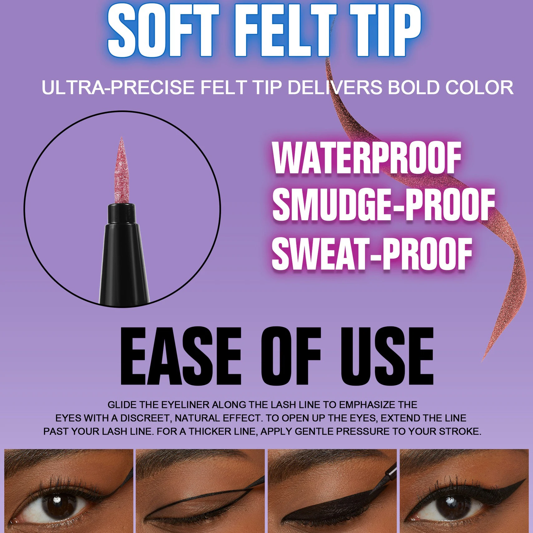 Stylo Eyeliner liquide métallique or violet, haute brillance, mise en évidence des yeux, étanche, séchage rapide, Ultra-fin, nacré, ligne pour les yeux noirs