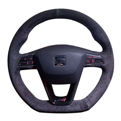 Anti-Slip Black Suede Braid Car Steering Wheel Cover For Seat Leon Cupra R Leon ST Cupra Leon ST Cupra Ateca Cupra Ateca FR