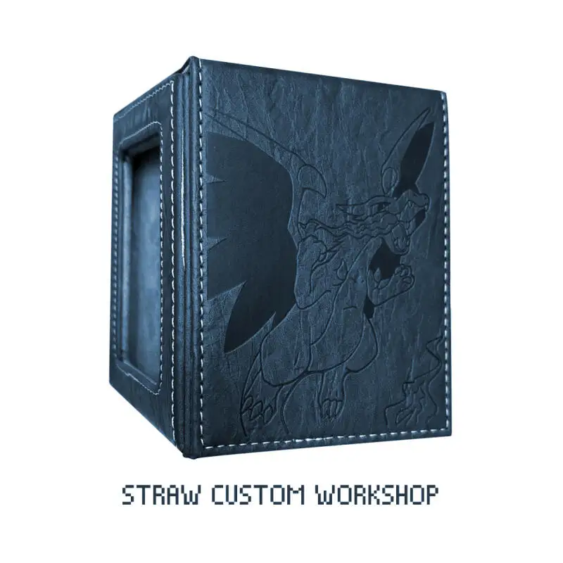 Cartoon PTCG MEGA Charizard X DIY Large Capacity Leather Card Box Thickened Anime Game Collection Card Storage Box