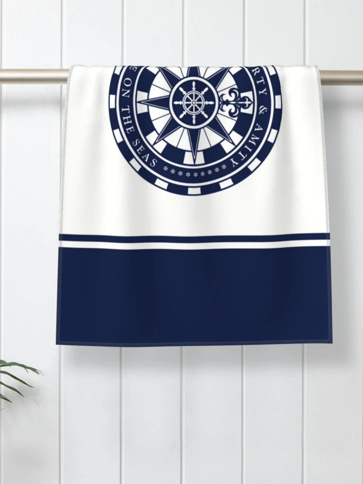 Beach Towel Nautical Series Anchor Compass Nordic Dark Blue Compass Home Bathroom Towel Bathroom Microfiber Towel Can Customized