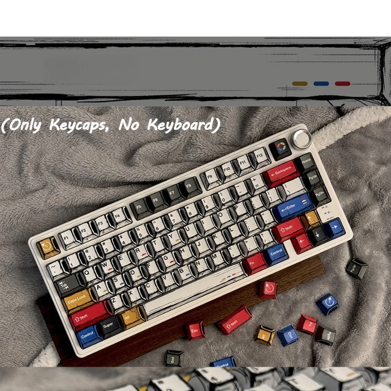 Comic-Style Mixed-Color Keycaps 136 Keys CHERRY Height Keycap Set Hand-Painted Comic-Style Keycap Mechanical Keyboard Keycaps
