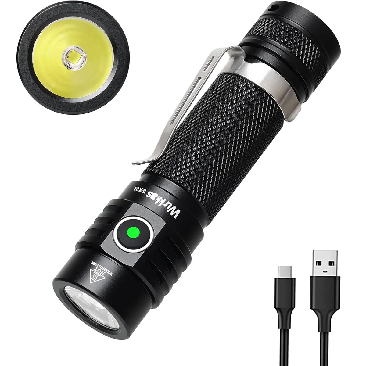 Wurkkos WK03 1800lm SST40 USB C Rechargeable 18650 EDC Light Simple UI with Power Indicator/ATR