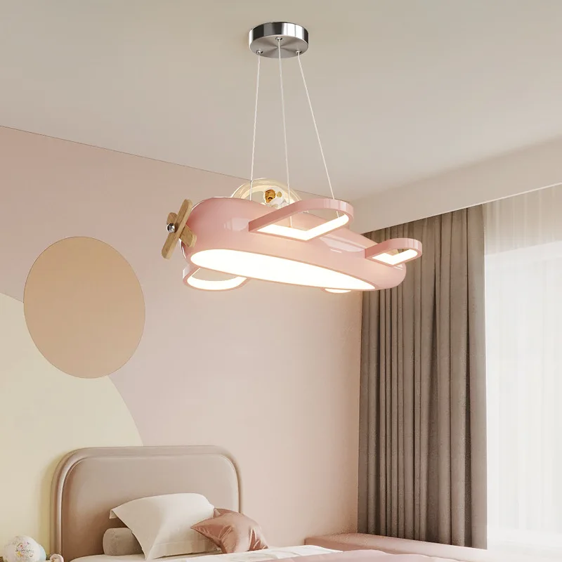 Children's Bedroom Pendant Lights Creative Cartoon Airplane Boys and Girls Princess Room Cream Style Eye Protection Chandeliers