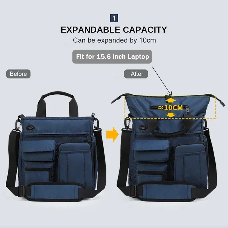 SWISS Mens USB Charging Messenger Bag Waterproof Zipper Handbag for Male Multifunctional Casual Crossbody Bag Work Bag Briefcase