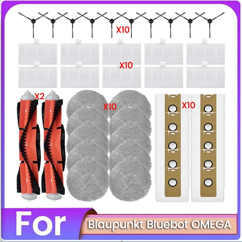 42PCS Brush Dust Bag Filter And Mop Cloth Set For Blaupunkt Bluebot OMEGA Vacuum Cleaner Replacement Parts