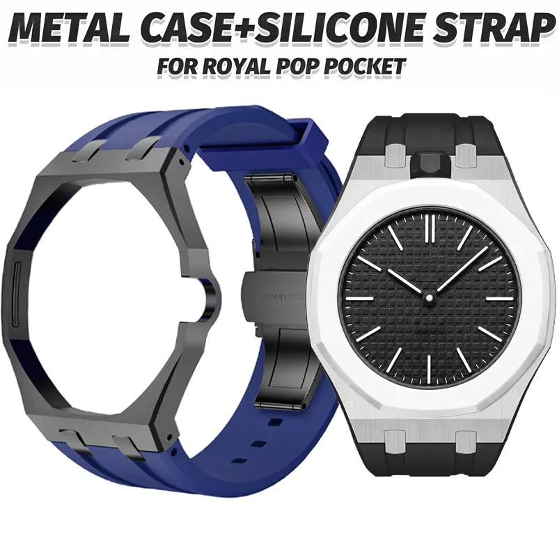 

Luxury Stainless Steel Modification Kit For Royal Pop Pocket Watch Changer To Wristwatch Metal Case Silicone Strap Band