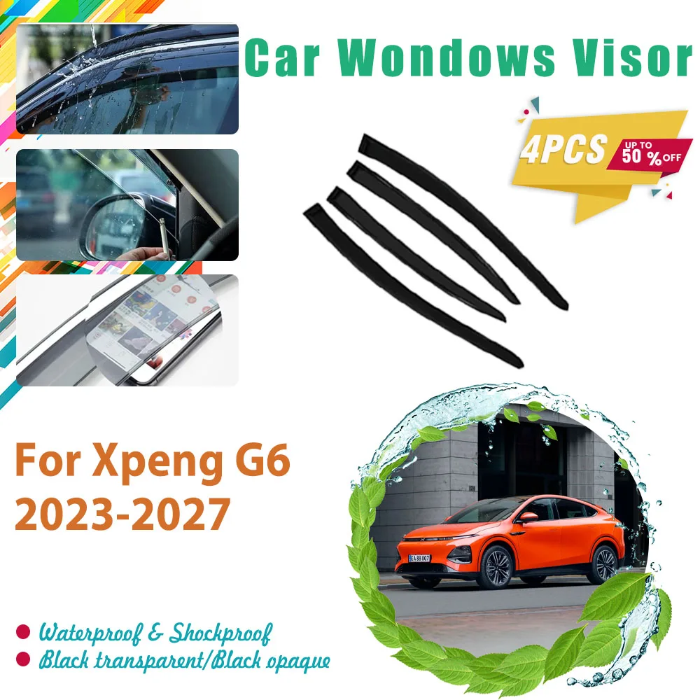 Car Window Visors For Xpeng G6 2023 2024 2025 2026 2027 Waterproof Rain Sun Side Guard Covers Awning Vent Trims Auto Accessories