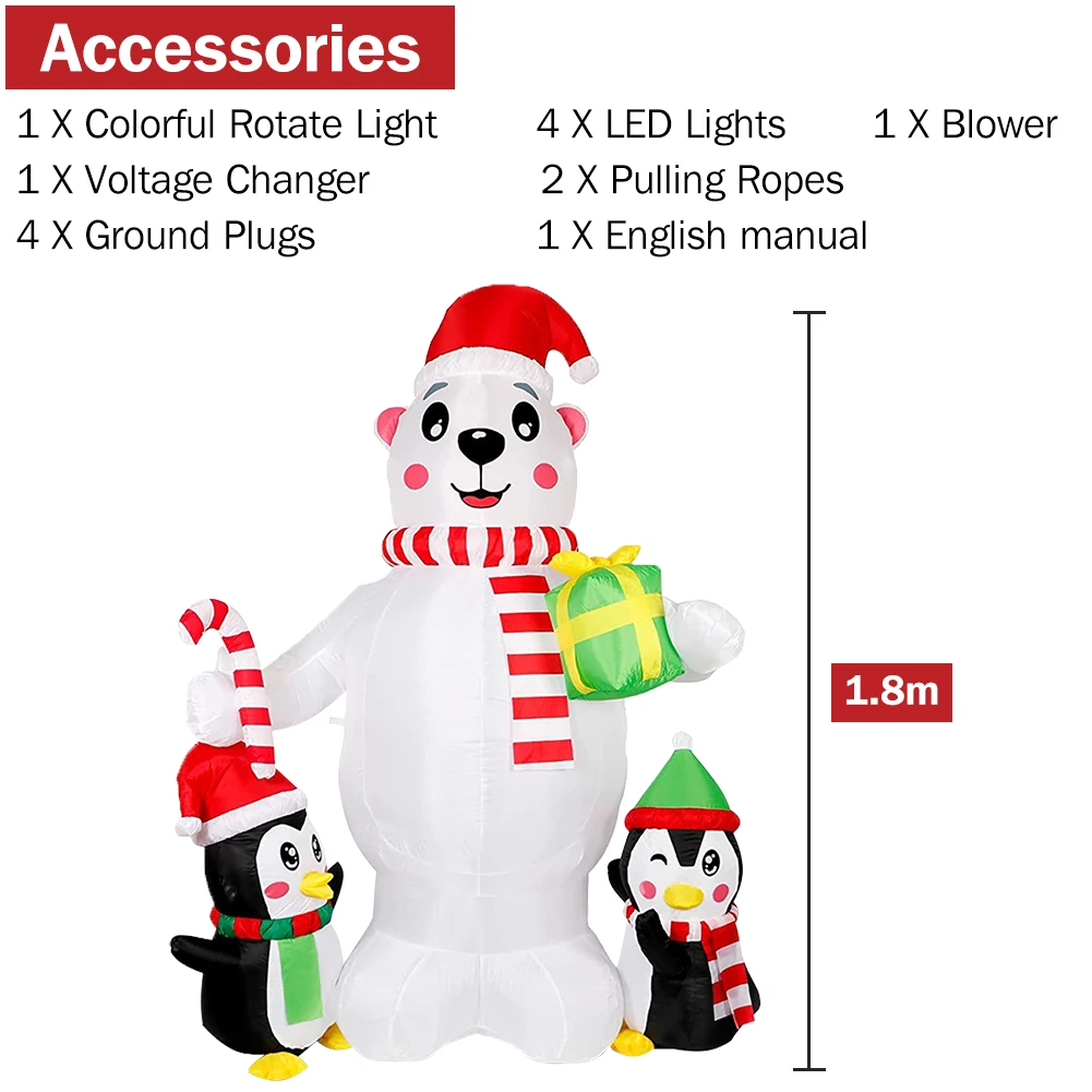 

Christmas Inflatable Snowman Penguin Stacked Arhat with LED Lights Outdoor Party Christmas Decoration for Home Garden Yard Props