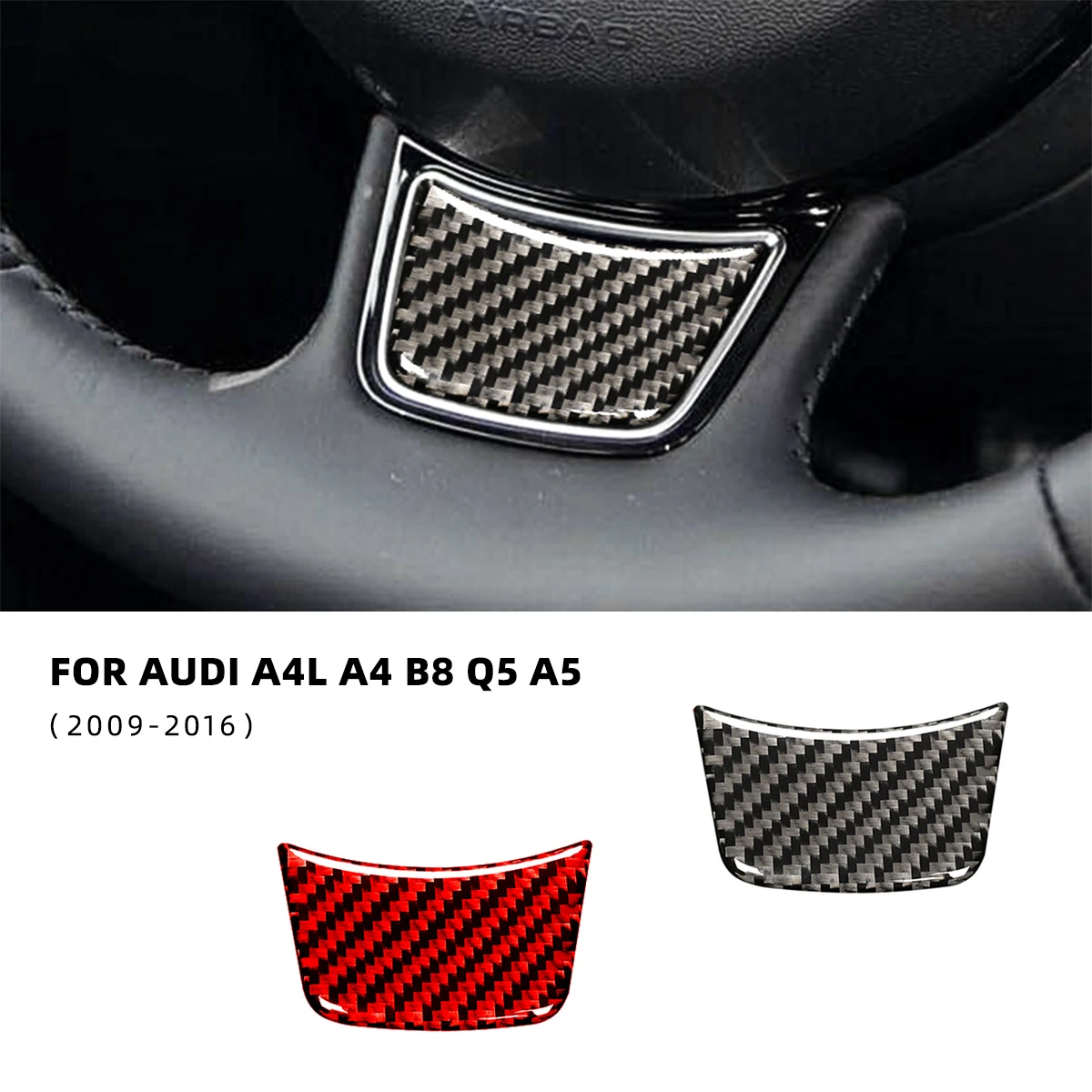 Cubierta embellecedora para volante Interior de coche, pegatinas de fibra de carbono para Audi A4, A4L, B8, Q5, A5, 2009-2016, accesorios para coche