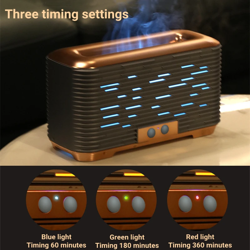 350ML USB Essential Oil Diffuser Ultrasonic Cool Mist Air Humidifier with Simulation Flame Light For Home Room Fragrance Difusor