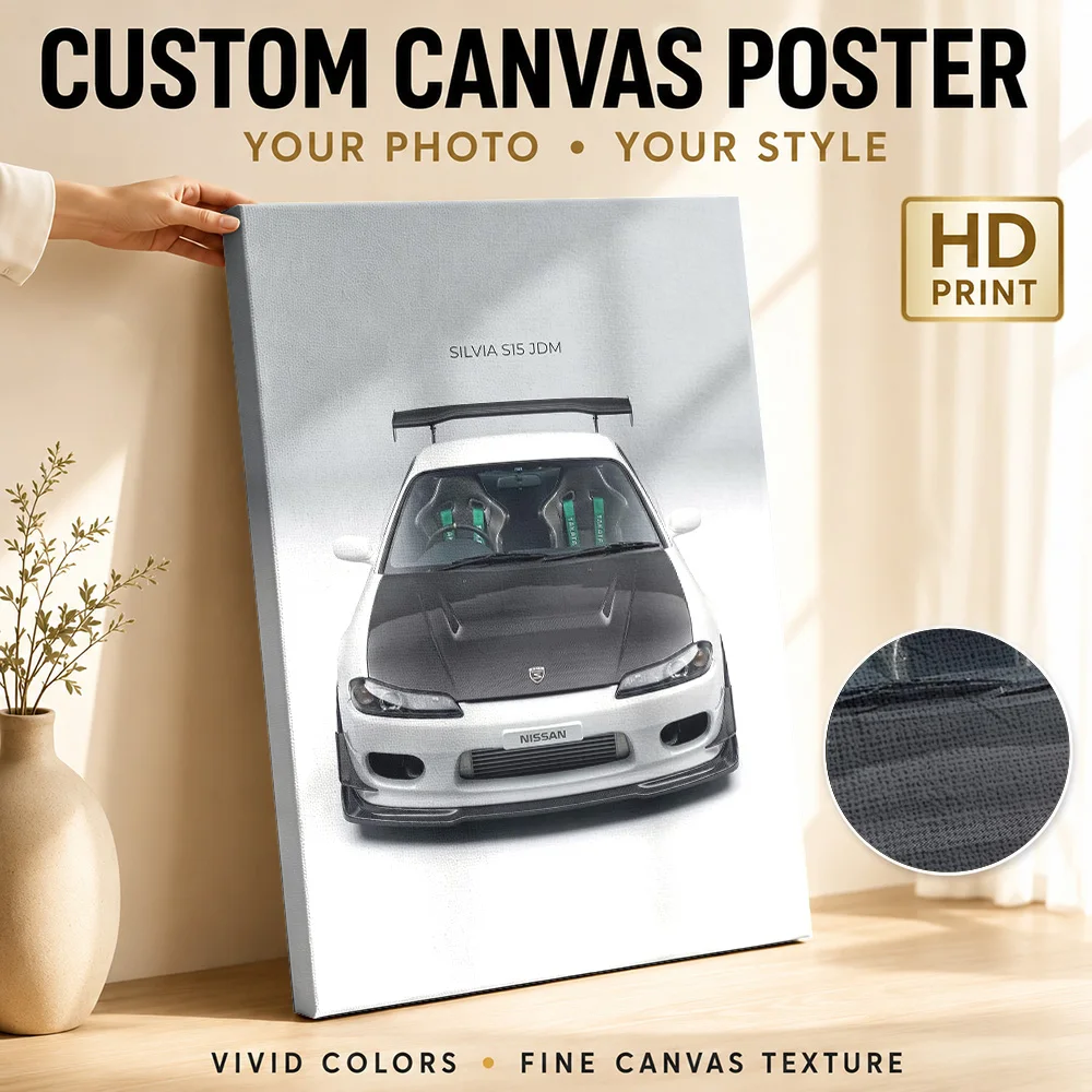 White Sports Silvia S15 Canvas Print Poster Personalized Modern Aesthetic Canvas Wall Art for Office Decor Gift for Collectors