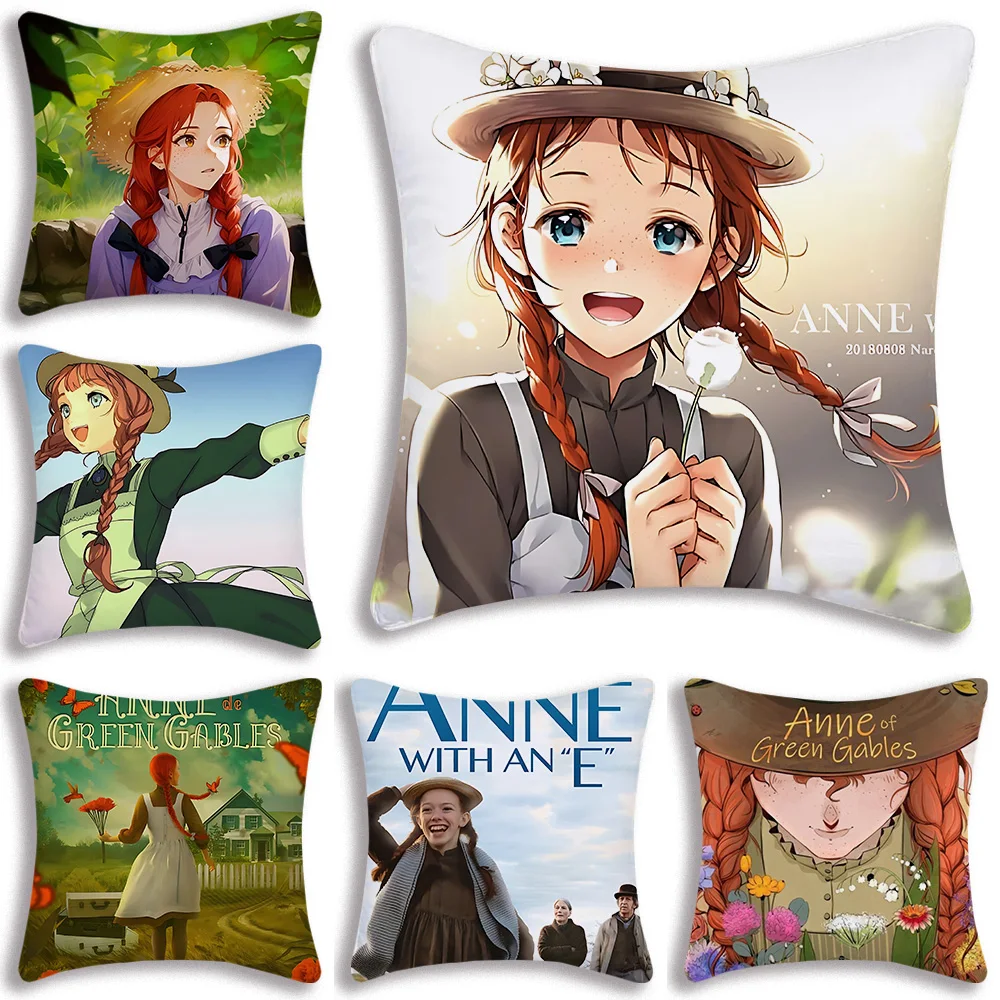 Pillow Covers Cartoon Anne of Green Gables Sofa Decorative Home Double-sided Printing Short Plush Cute Cushion Cover