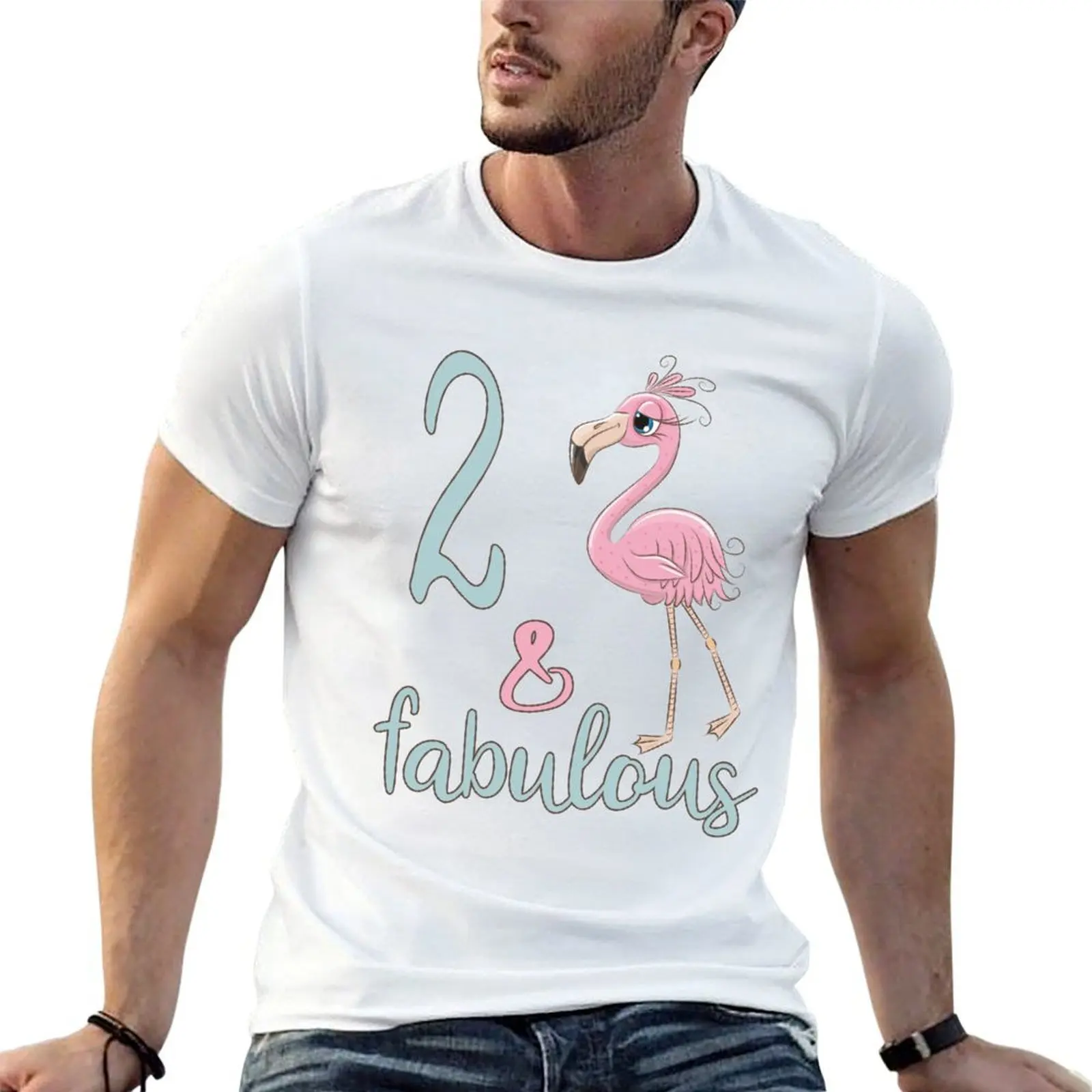 

2nd Bday Girl Gift Fabulous Flamingo 2 Years Old Toddler Birthday Party Outfit For 2T Daughter Niece T-Shirt