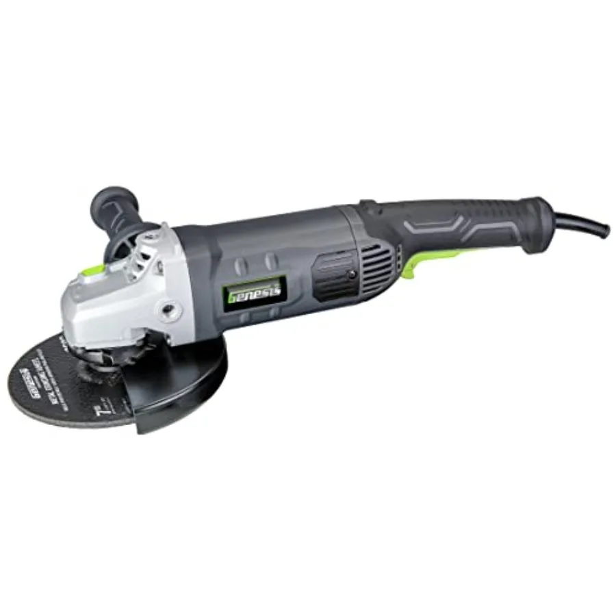 

Угловая шлифовальная машина 15 А, 7 дюймов, 8500 об/мин, сетевая, с 3-позиционной боковой рукояткой, защитой для диска и шлифовальным кругом, гарантия 2 года