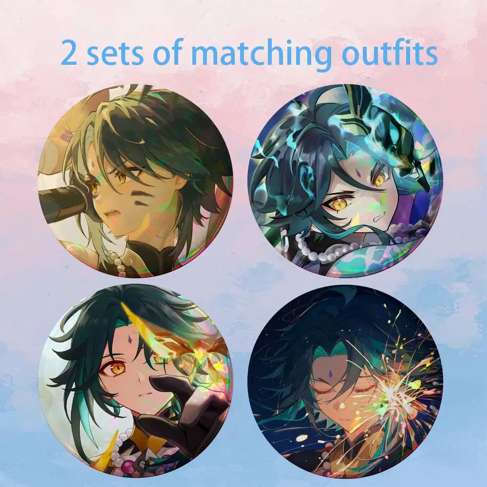 Genshin Impact Xiao Cool HD Print Round Lapel Pins Pretty Derby 2 piece set Round Display Brooches Brooch Badges