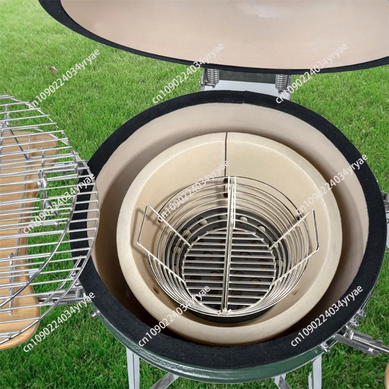 Ceramic Kamado Grill Outdoor BBQ Accessories Stainless Steel Grey Basket Charcoal Basket