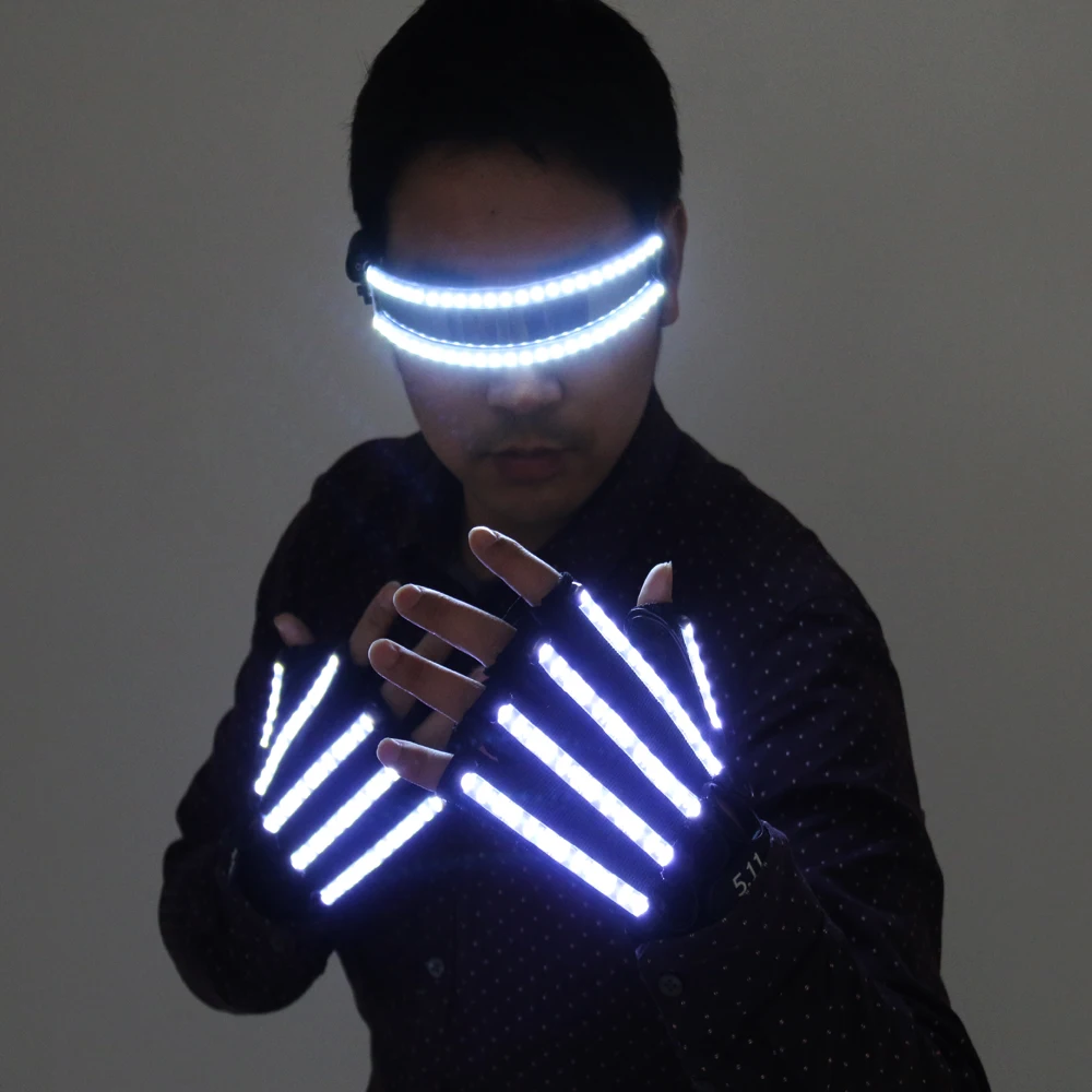 Bright LED Stage Costumes LED Gloves  Luminous Glasses   Laser Stage Props Party Supplies