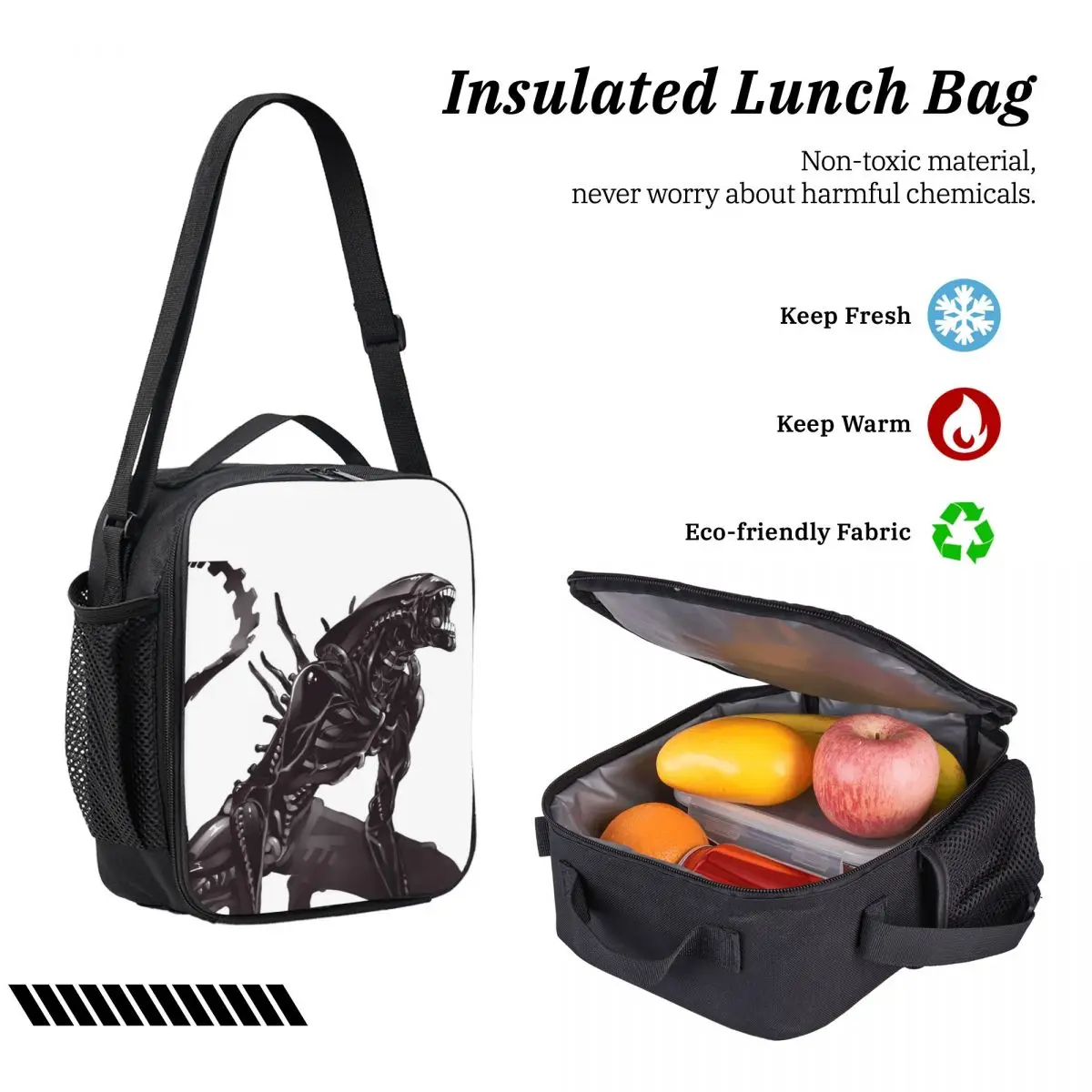 Xenomorph Alien Backpack Student Boys Girls BookBag School Bag Laptop Shoulder Bags 3ps Insulated Lunch Bag Pencil Case