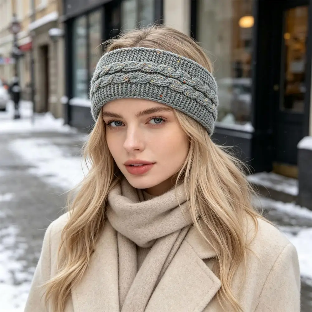 Fashionable Twist Knit Head Wrap Winter Headbands for Women Thick Knitted Ear Warmers Fleece Lined for Outdoor for Women