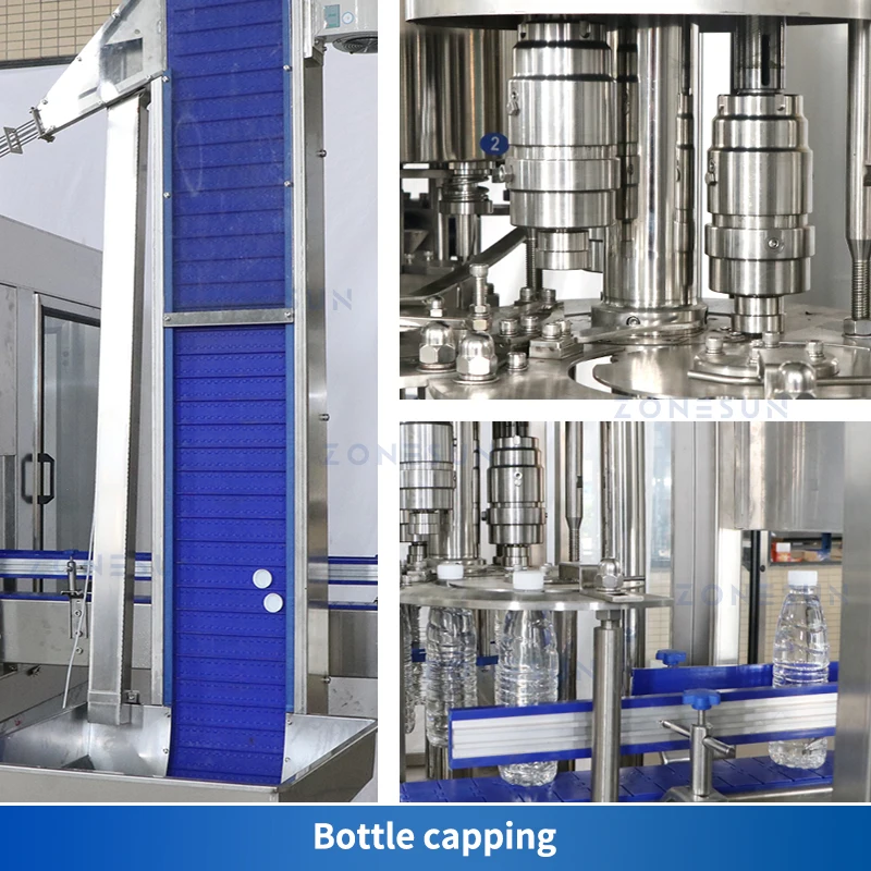 ZONESUN Automatic Mineral Water Production Line 3 in 1 PET Bottle Liquid Beverage Rinsing Filling Capping Machine ZS-AFC883