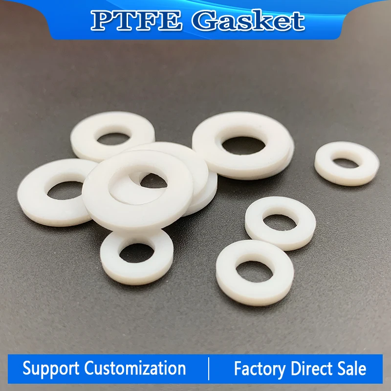 PTFE Gaskets Plastic Flat Washer Sealing Works on Pump, compressor, mixing kettle CS0.8mm, 10pcs/100Pcs in a pack