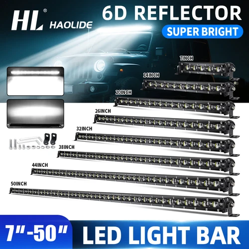 Barra de luz LED HL 6D Ultra Strip, lámpara antiniebla LED de conducción de 8-50 pulgadas, barra de luz de trabajo, barra Led 4x4 para motocicleta todoterreno, SUV, ATV, Tractor