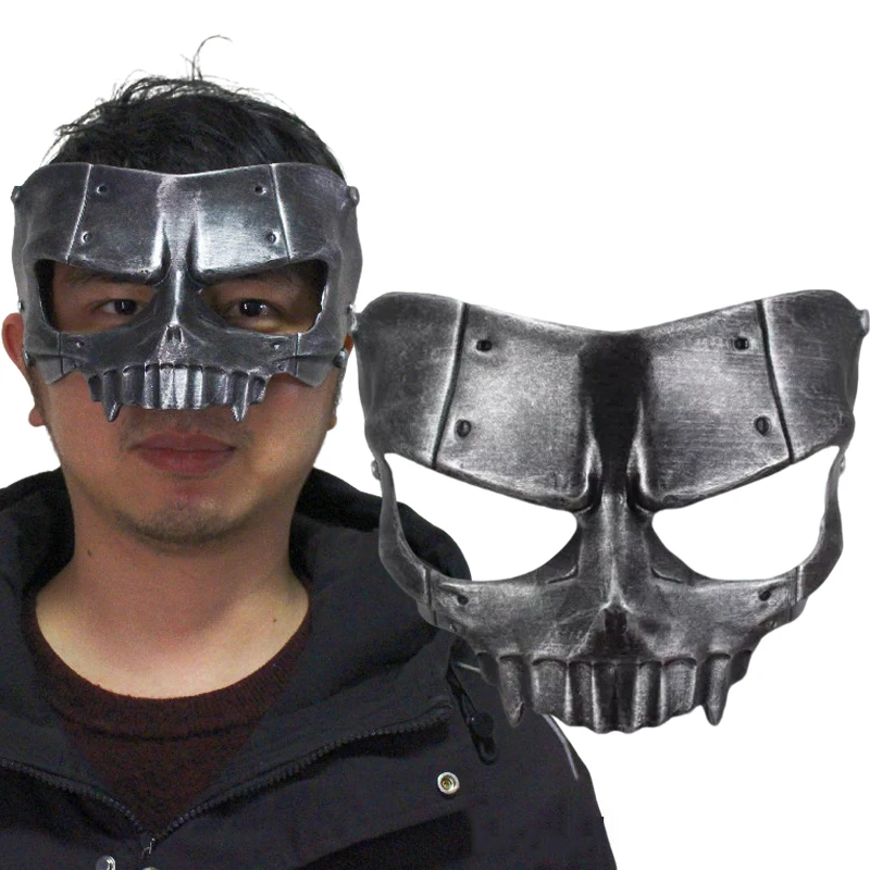 

Маска для косплея Сакамото Рюдзи, унисекс, винтажная серебряная полумаска-скелет, аксессуар для Хэллоуина и карнавала