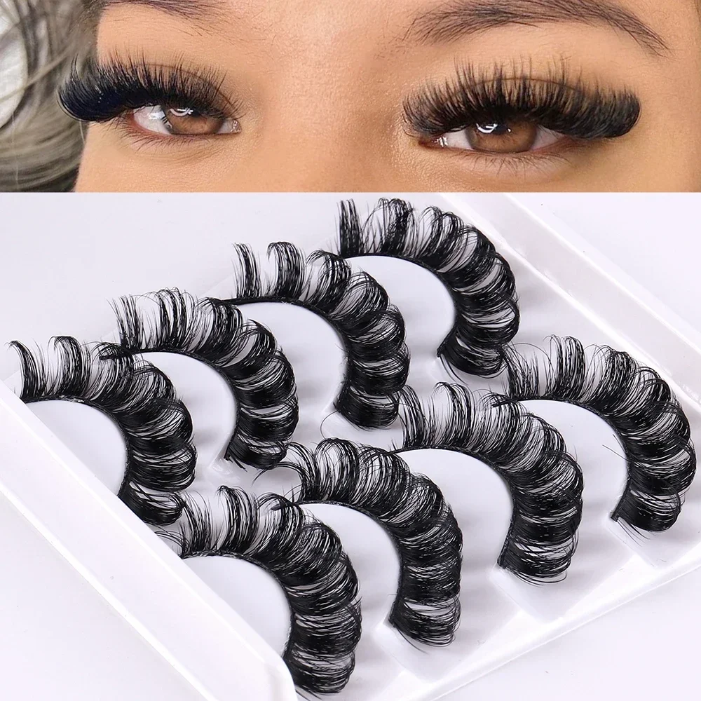 4 Pairs Russian Strip Lashes Fluffy Mink Lashes 3D False Eyelashes Russian Volume Eyelashes Fake Eyelashes