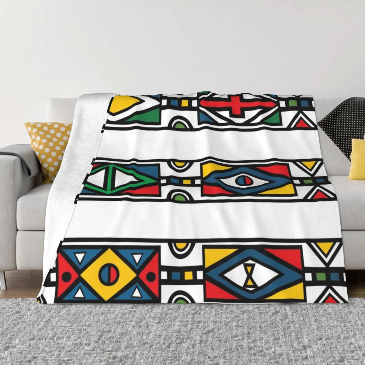 Ndebele Fashion Tribal Pattern African Style Geometry Art Throw Blanket Sofa Quilt Furry Designers Baby Blankets