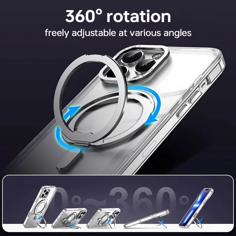 Luxury 360° Rotating Magnetic Ring Holder Case For iPhone 15 14 13 12 11 Pro Max Plus Case For Magsafe Wireless Charging Cover