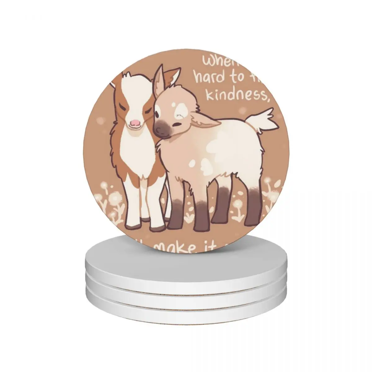 

When it's hard to find kindness, I will make it myself Baby Goats Ceramic Coasters (Set of 4) set cute custom Coasters