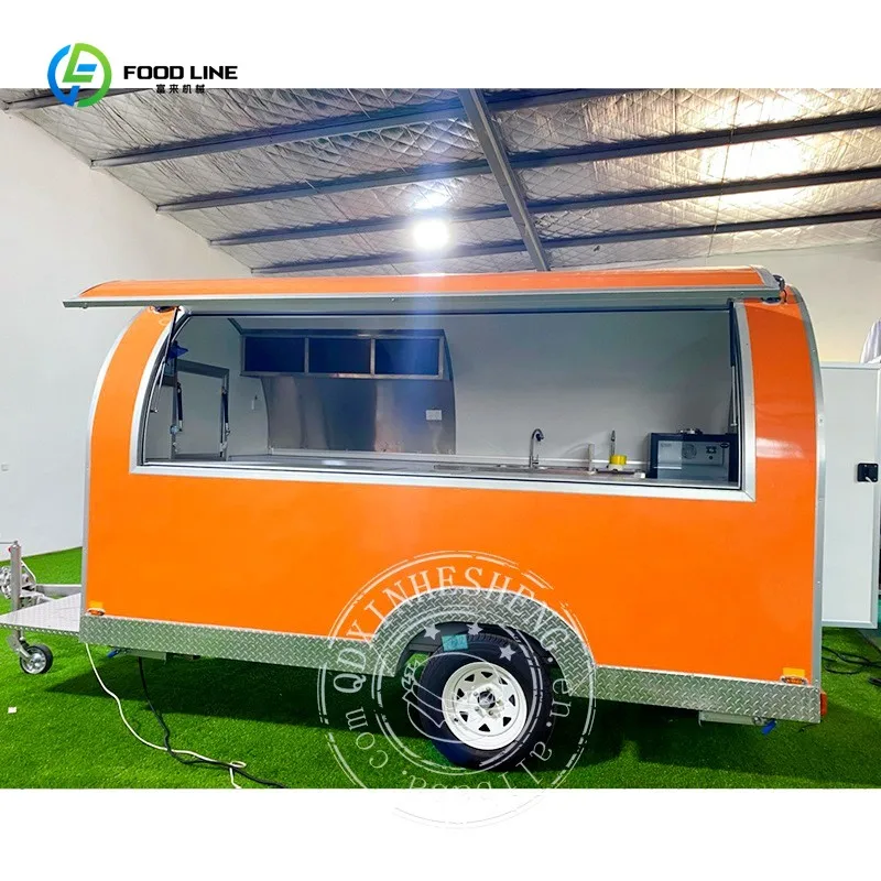 

2.5m Coffee Cart Concession Cart Eating Carts FRP Orange Trailer Vend Trailer