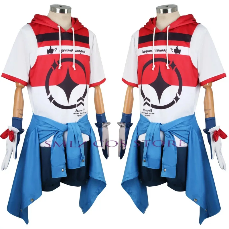 SN88 Cosplay Anime Impact Cosplay Bennett Uniform Suit Wig Shirt Shorts Set Halloween Outfit for Men % #2 @