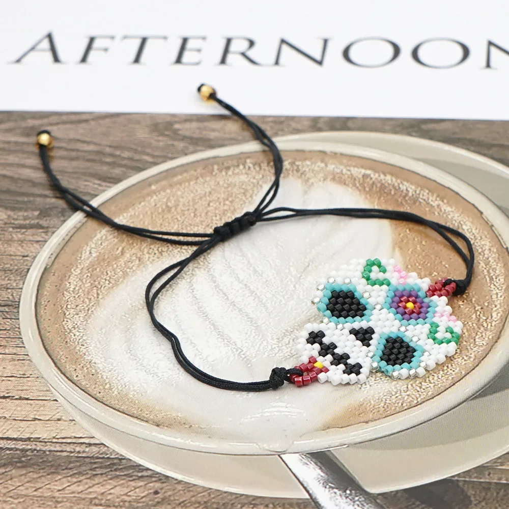 

ZGMXR Rice bead bracelet Simple Adjustable All Saints' Day Be funny Geometry Skull Versatile Pattern Bohemia Beaded bracelet