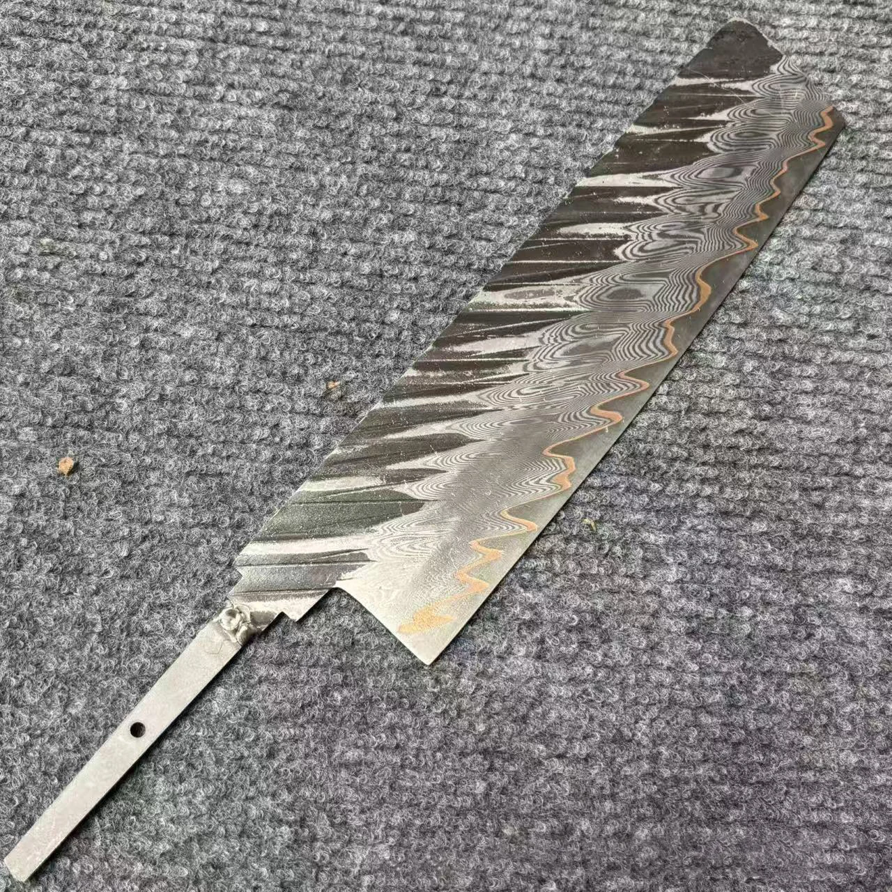6.9 Inch Petty Blade Without Handle Chefs Cleaver Slicing Knife 37-Layer Tricolour Copper Damasus Steel Japanese Kitchen Knife