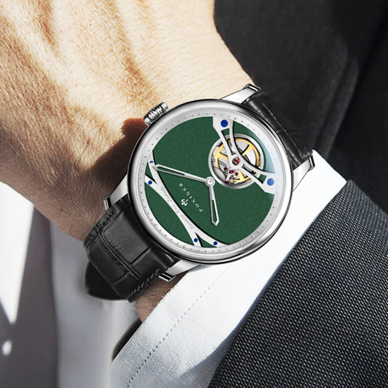 PONIGER Top Brand Design Movimento automatico Orologi meccanici da uomo Orologio da uomo impermeabile multifunzione in acciaio inossidabile di moda