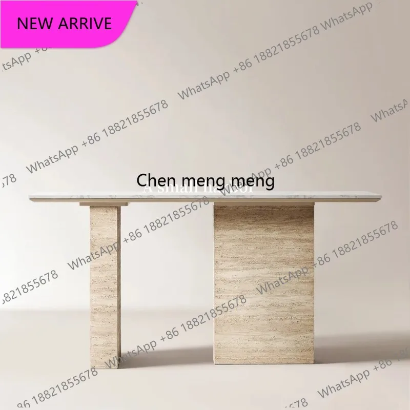 

M183 Natural travertine entrance entrance table ultra-narrow retro long table against the wall entrance table decoration
