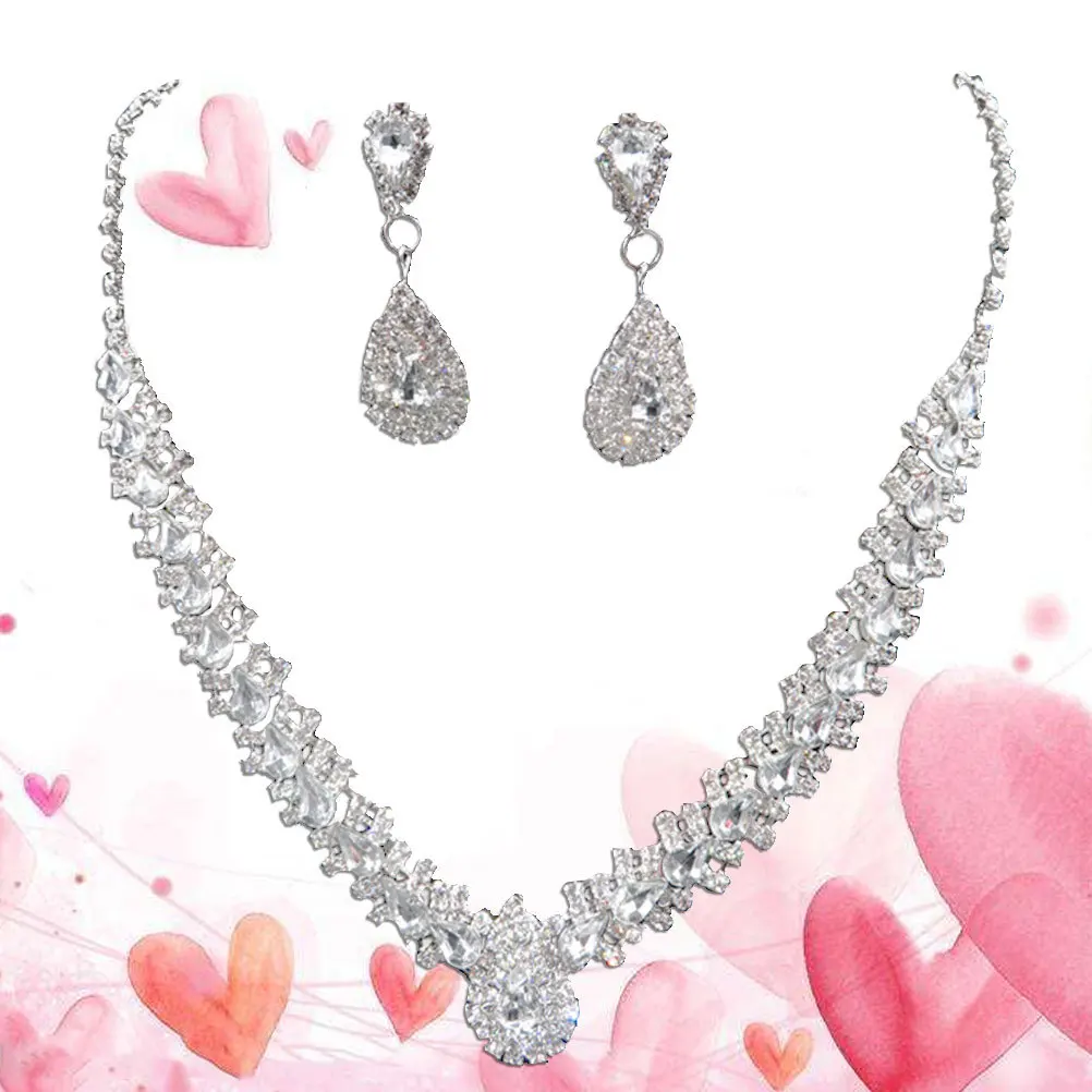 

1pc Jewelry Sets Necklace Earring Set Bridal Wedding Engagement Crystal Accessories For Women Party Prom Soiree
