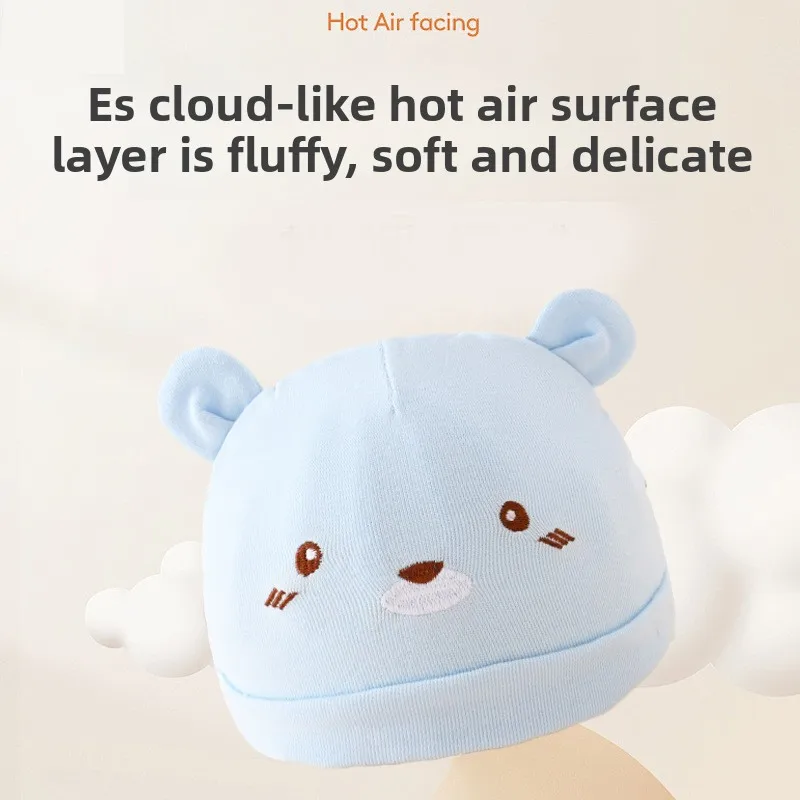 

Infant hats Spring and autumn Class A pure cotton boneless newborn fetal hats Thin embroidered double-layer newborn baby hats