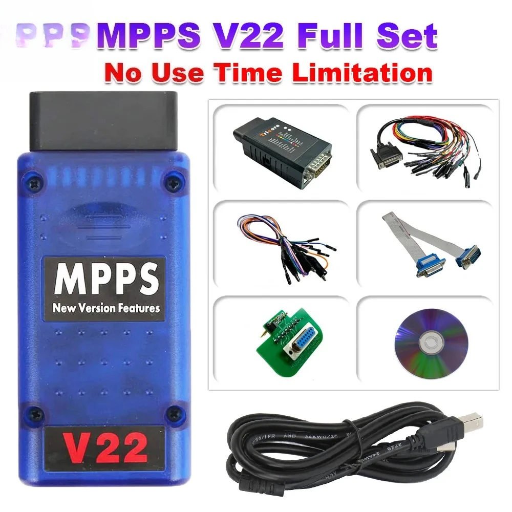 MPPS V22 Full Set Unlock Version MPPS Master V22.2.3.5 ECU Master +Tricore+Multiboot+Breakout Tricore Cable Chip Tuning Scanner